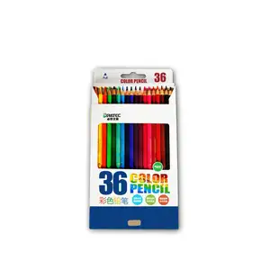 عالية الجودة و الشحن السريع تعزيز قلم رصاص ملون 12 24 36 ألوان خشبية قلم رصاص في صندوق ورقي