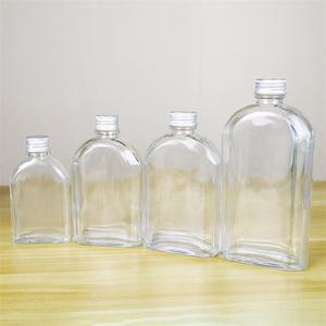 Botella de Licor de Vidrio Cuadrada <span class=keywords><strong>Plana</strong></span> Transparente Vacía de 100 ml, 200 ml, 250 ml, 350 ml con Tapa de <span class=keywords><strong>Aluminio</strong></span> <span class=keywords><strong>para</strong></span> Vodka - Product Image 2