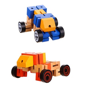 Educational Funny Deformation <strong>Robot</strong> Changeable Car Action Figure Wooden <strong>Robot</strong> Toy