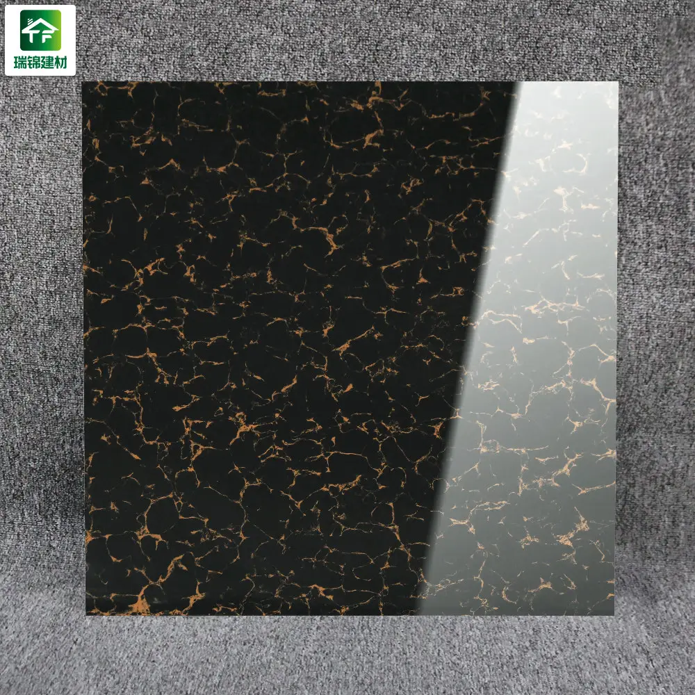 나비 블랙 라이트 대형 얇은 Porcelanato 광택 도자기 바닥 타일 60X60 중국
