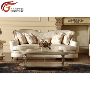 Eropa Royal Mewah <span class=keywords><strong>Sofa</strong></span> Kayu Solid Warna Emas Ruang Tamu Kain <span class=keywords><strong>Sofa</strong></span> Set 9788 - Product Image 4