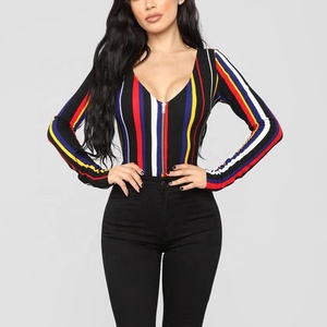 Service OEM à manches longues femmes <span class=keywords><strong>body</strong></span> <span class=keywords><strong>body</strong></span> à rayures sexy <span class=keywords><strong>col</strong></span> <span class=keywords><strong>v</strong></span> profond <span class=keywords><strong>body</strong></span> pour les femmes - Product Image 6