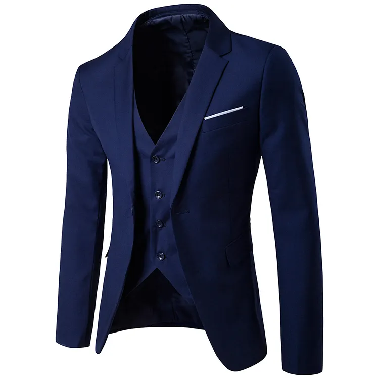 Mode 9 Farben Formal Wear 3 Stück (Blazer Hosen Weste) Slim Fit Business Best Man Hochzeit Bräutigam Blazer Anzug