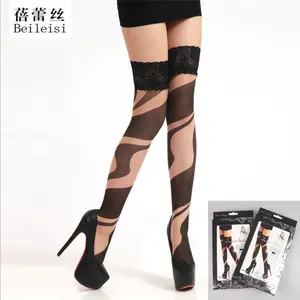 Beileisi Woman's Black Lace Top Thigh-High Stockings Fishnet Stockings