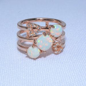 Mejor venta de moda 925 de plata de oro rosa místico anillo de ópalo para dama - Product Image 2
