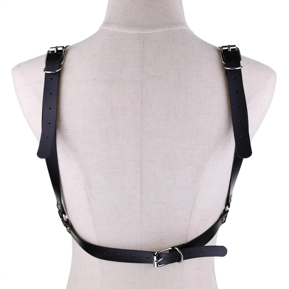NOFIBAF Punk Belt Goth Leather Body Chain Black Waist Chain Belts Sexy