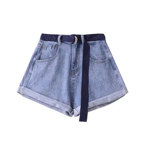 Customized Outdoor Washed Solid Color Women's Stretch Denim Short Pants Female Trousers Summer Hot Shorts Jeans For Ladies