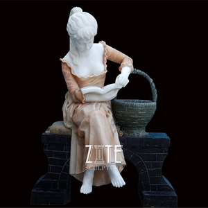 Estatua de mármol tallada a mano de hermosa chica, diseños populares - Product Image 6