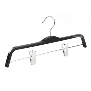 Black ABS Material Laminated Plastic Bottom Pants Skirt Trousers Clothes Hangers with Flat Metal Clips