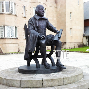 Sculpture de poète en métal de jardin, bronze, William Shakespeare avec un livre, statue - Product Image 5