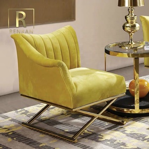 Ultima Poltrona Moderna di Lusso in Velluto Giallo per Salotto, Divano Singolo Elegante per Arredamento Casa - Product Image 3