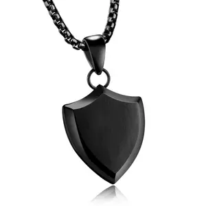 Blank Schwarz Schwere Man Schmuck Schild Halskette Anhänger Mode Edelstahl Halskette Kette