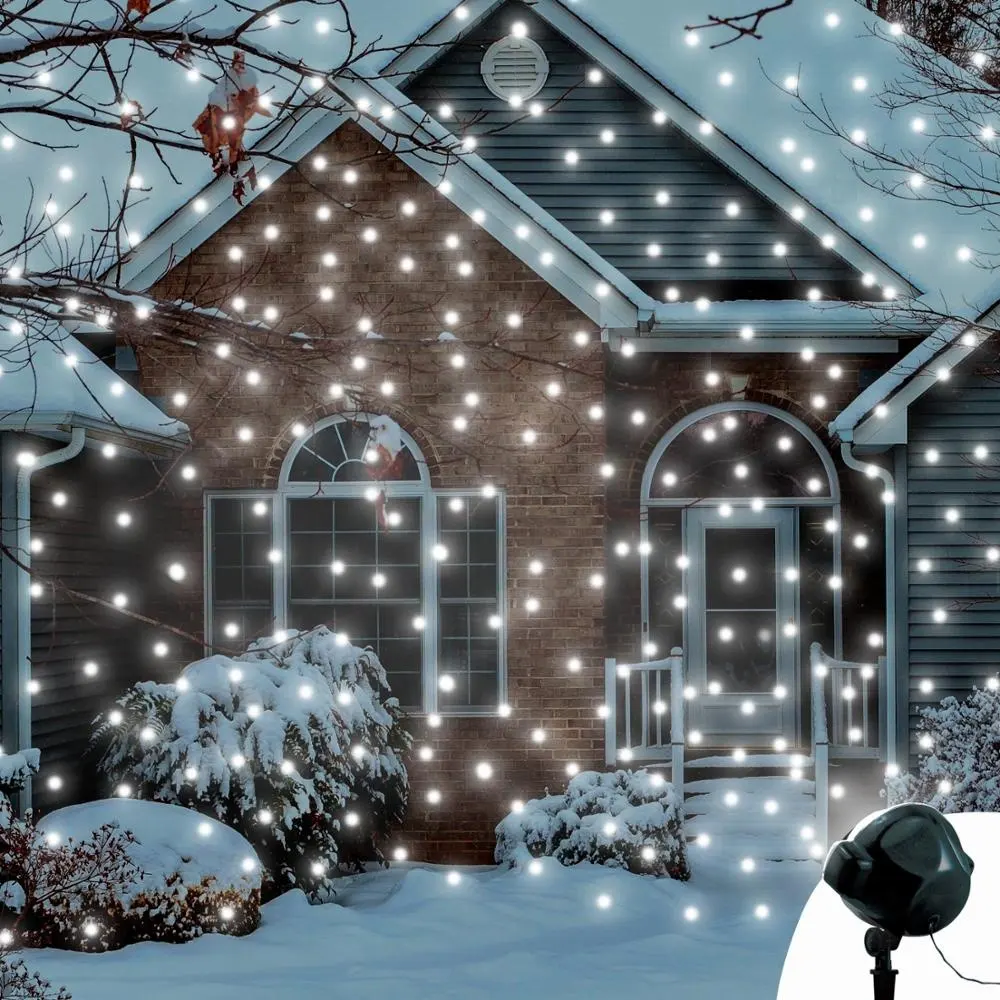Remote Falling Snow Projector for Xmas Moving Points Landscape Lights for Home Yard Garden