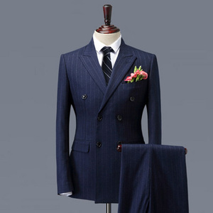 <span class=keywords><strong>Costume</strong></span> formel pour homme, <span class=keywords><strong>costume</strong></span> d'affaires britannique sur mesure coréen, <span class=keywords><strong>costume</strong></span> trois pièces à simple boutonnage, <span class=keywords><strong>costume</strong></span> <span class=keywords><strong>bleu</strong></span> à rayures pour homme - Product Image 2