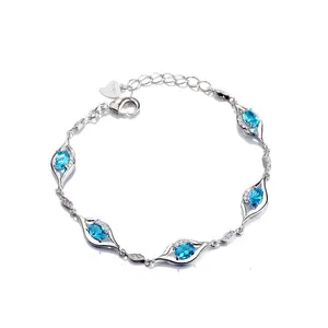 Modeschmuck Silber Charm Aqual Stone Armband für Mädchen