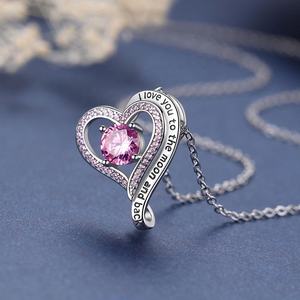 Colgante de corazón de Plata de Ley 925 hecho a mano 'I Love You Moon' con piedras múltiples chapadas en RODIO-para fiestas de regalos - Product Image 1