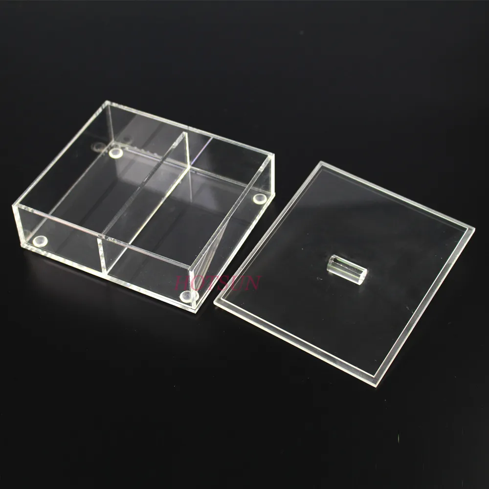 Nach 2 Fächer Organizer Bin Transparent Kunststoff Lagerung Box mit Abdeckung Deckel Klar Kleine Acryl Box