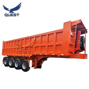 QUEST 45-60 Cubic Meter 80 Ton Tractor Dump Semi Trailer Truck Dumper Tipper Trailer QUEST Vehicle Steel 15 Workdays CN;SHN Hyva