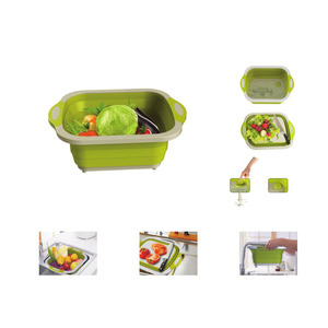 Panier à légumes et de fruits multifonctions, pliable, avec égouttoir, planche à découper, ustensile de cuisine, <span class=keywords><strong>2019</strong></span> - Product Image 3