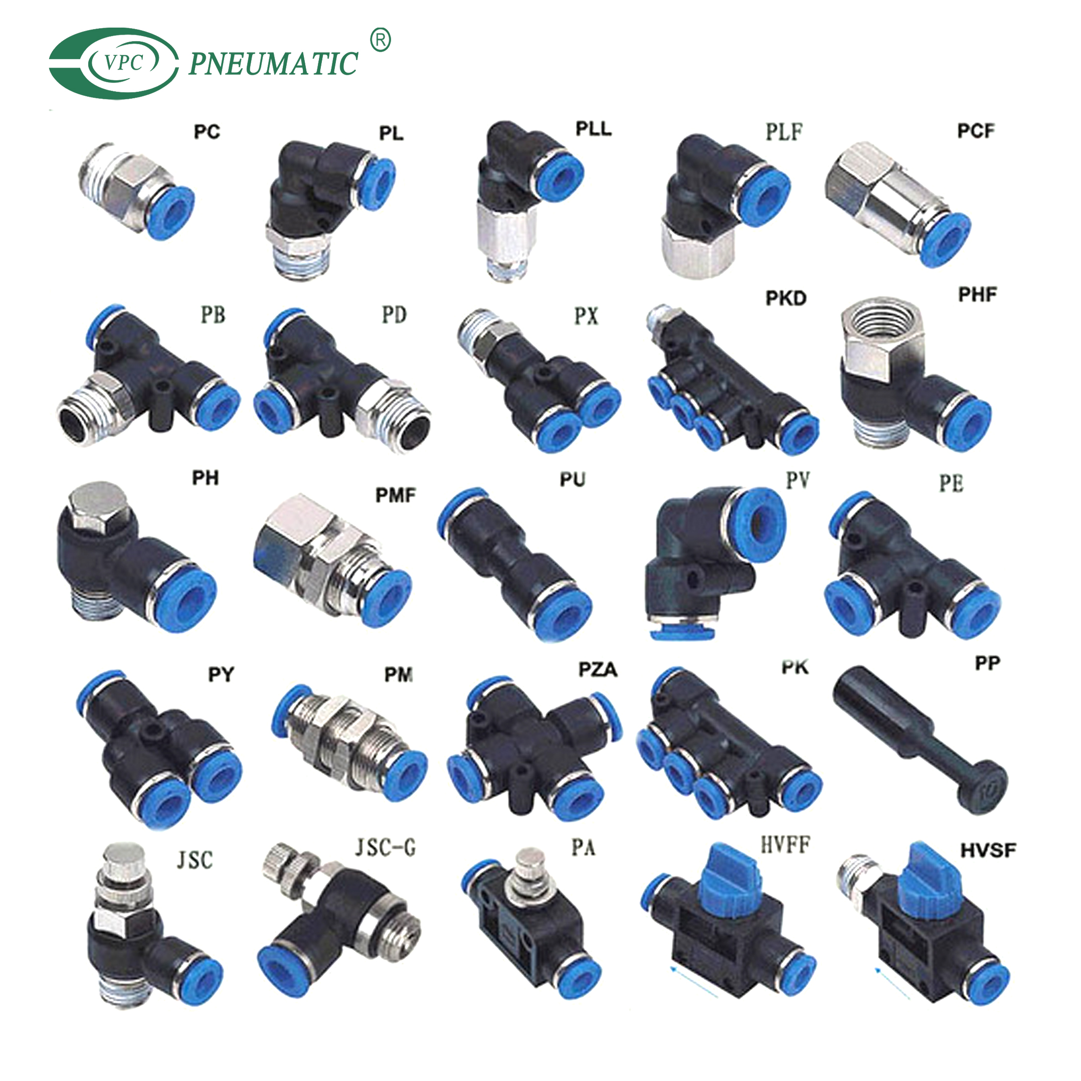 1/4 Bsp Aksesori Silinder Pneumatik Fitting Konektor Udara Satu Tabung Sentuhan