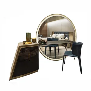 Furnitur Kamar Tidur dengan Meja Rias Cermin Dinding Bulat
