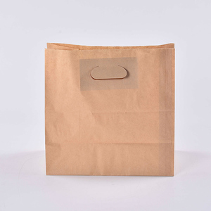 Encargo Plain Brown Tote. Tote tela de papel de alimentos bolsa de embalaje de pan Kraft con mango corte - Product Image 2