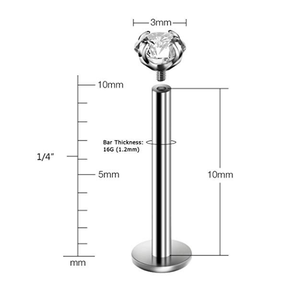 CZ Gemma Con Filettatura Interna 16g Labret Della Vite Prigioniera Tragus <span class=keywords><strong>Piercing</strong></span> Cartilagine <span class=keywords><strong>Orecchino</strong></span> - Product Image 5