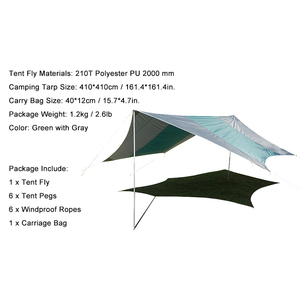 <span class=keywords><strong>Tenda</strong></span> impermeabile ultraleggera da 410*410cm da esterno portatile per famiglia 3-4 persone da campeggio amaca da pioggia <span class=keywords><strong>tenda</strong></span> a baldacchino - Product Image 2