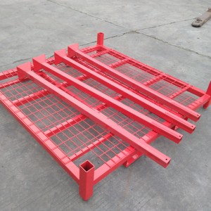 OEM ODM Durable 4 Columna de metal y acero Plegable Palet Racking Almacén DE SEGURIDAD Estante de apilamiento con cubierta de malla de alambre - Product Image 3