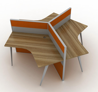 Mobilier de bureau d'entreprise moderne Bureau de personne 3 places Poste de travail de bureau à 120 degrés
