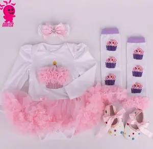2019 vestiti neonata marca bebè 4 pz set Tutu pagliaccetto - Product Image 1