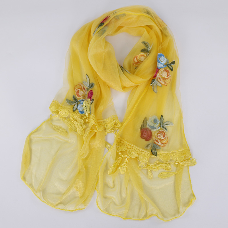 Ранняя лето, новая Корейская версия, популярная вышитая Женская Солнцезащитная шаль, кружевной шарф, фабрика Yiwu