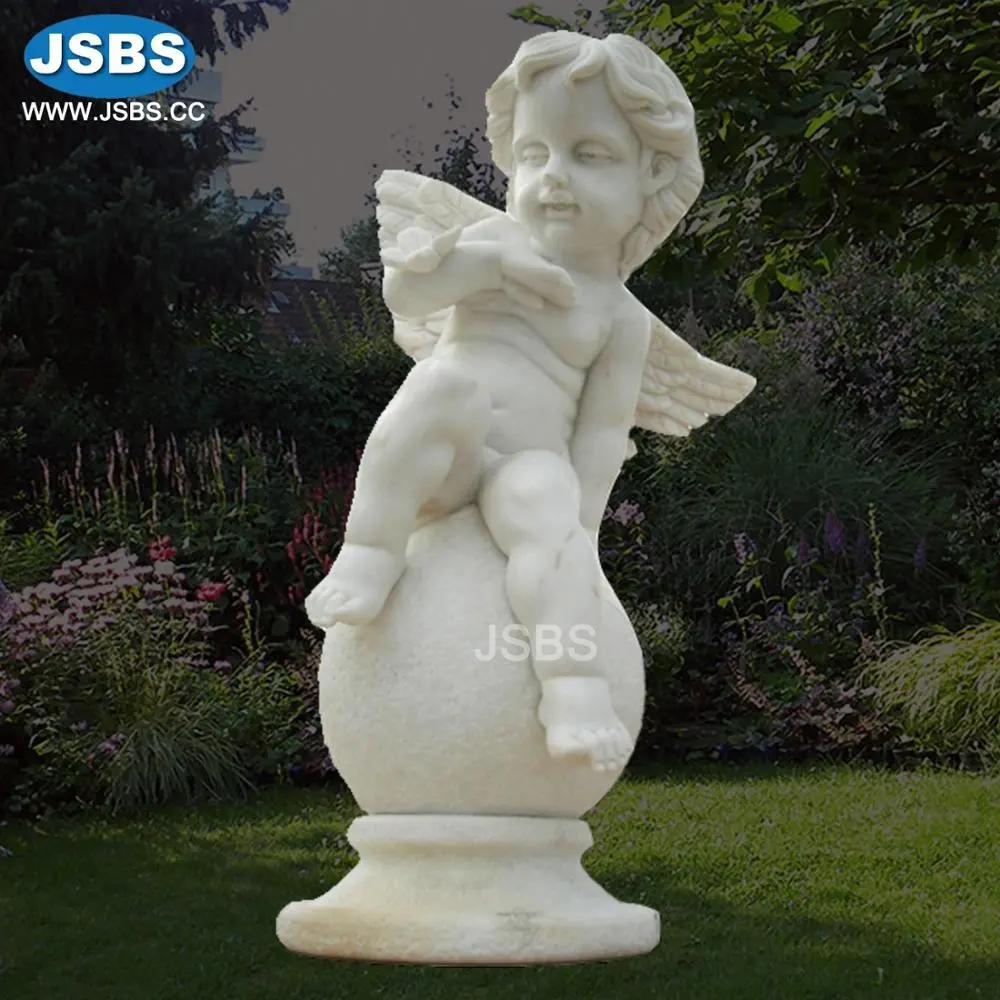 White Marble Carved Little Boy Angel Statue