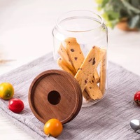 Pot de conservation en verre transparent de haute qualité, verre borosilicate, couvercle en bois d'acacia, hermétique et résistant à l'humidité