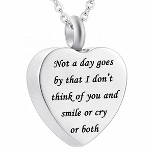 Colgante de corazón de plata de la cremación collar Memorial joyas recuerdo-<span class=keywords><strong>No</strong></span> pasa un día que <span class=keywords><strong>no</strong></span> creo que de y sonreír o llorar - Product Image 1