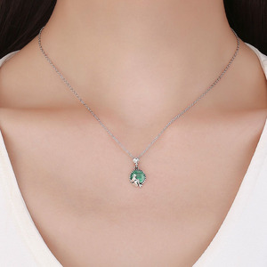 SCN262-colgante de cuento de hadas para mujer, de Plata de Ley 925, colgante de circonia cúbica verde claro, collar de piedra de nacimiento para mujer - Product Image 6