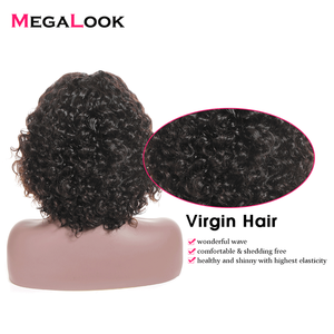 <span class=keywords><strong>Parrucca</strong></span> anteriore in pizzo brasiliano per donne nere Jerry Curl cuticole con taglio a onde allineate con capelli umani corti in pizzo svizzero - Product Image 3