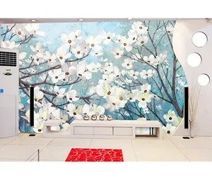 Papier peint mural personnalisé avec fleurs de cerisier, peinture murale décorative de salon moderne, nouveau design