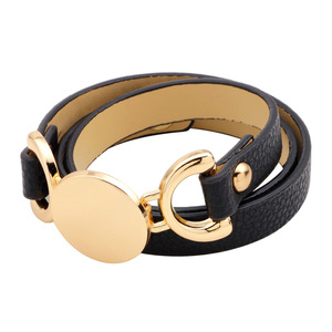 Bracciale in pelle di vacchetta originale bracciale avvolgente a doppio strato con Logo fai da te in bianco con bracciale in vera pelle - Product Image 1