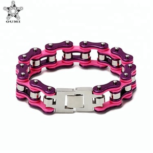 <span class=keywords><strong>Moto</strong></span> Chaîne Bracelets Colorés <span class=keywords><strong>Sportif</strong></span> Punk Titane acier Biker Main Chaîne bracelet pour les femmes - Product Image 2