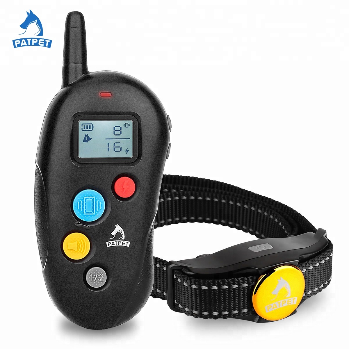 Patpet 16 регулируемые уровни и IPX7 водонепроницаемый Электрический без кора собака тренер воротник перезаряжаемые