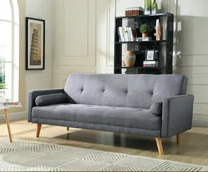 סגנון קצר בד מרופד מתקפל מיטת ספת כיסא עם משענת ראש מתכווננת, בית ספה הדו מושבית