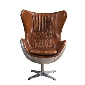 Vintage alüminyum geri Arne Jacobsen döner Aviator sandalye hakiki deri