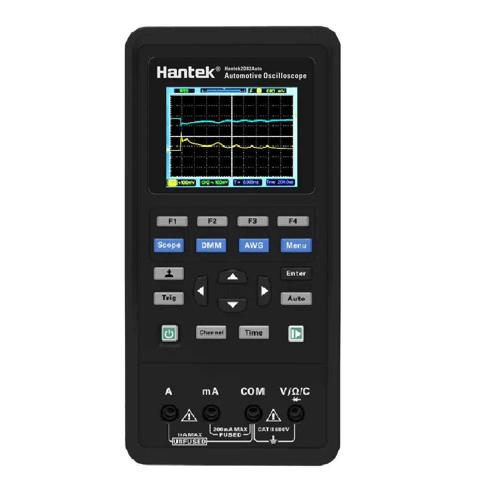 Hantek2D82 AUTO Oscilloscope 80MHz 250MSa/S Multifungsi Mobil Oscilloscope Multimeter Sumber Sinyal Handheld 2CH Oscillos