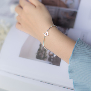 925 Sterling Silver <strong>Beaded</strong> <strong>Bracelet</strong> Heart Charm <strong>Bracelets</strong> for Women Wholesale 2019 - Product Image 3