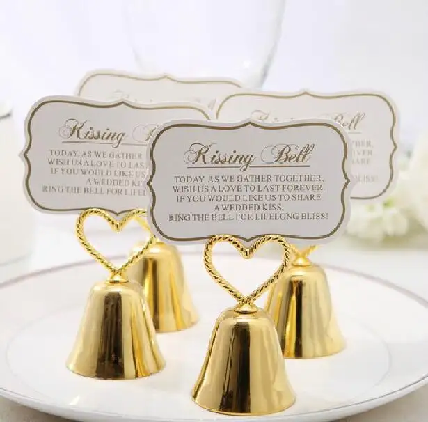 Ywbeyond Metallo oro e argento cuore campana disegno photo supporto del basamento clip di tabella di cerimonia nuziale di carta del posto favori di partito