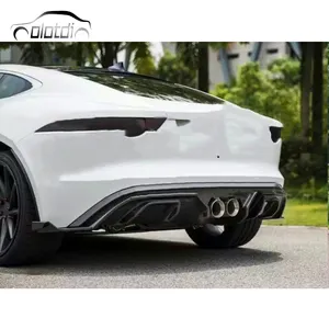 Sirip Bibir Bumper Belakang Serat Karbon Spoiler Rocker Winglet Pemisah Diffuser untuk Jaguar Tipe F 2013-2017