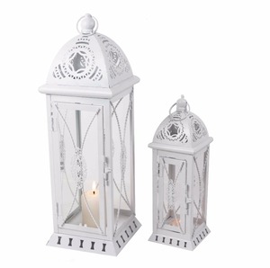 ML-2803 <span class=keywords><strong>lot</strong></span> <span class=keywords><strong>de</strong></span> 2 Européenne mariage Décoratif Ornements mat blanc lampe <span class=keywords><strong>de</strong></span> fer blanc <span class=keywords><strong>chandelier</strong></span> creux - Product Image 2