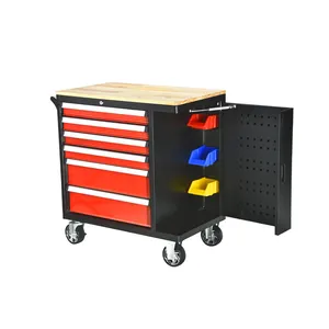 Powder Coating Antique Assistant Auto Metal Tool Trolley Cabinet Carts with side door