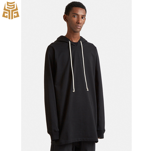 Hombre blanco No bolsillo logotipo personalizadogris de gran tamaño de lazo llano con capucha Sudadera con capucha hip hop - Product Image 6